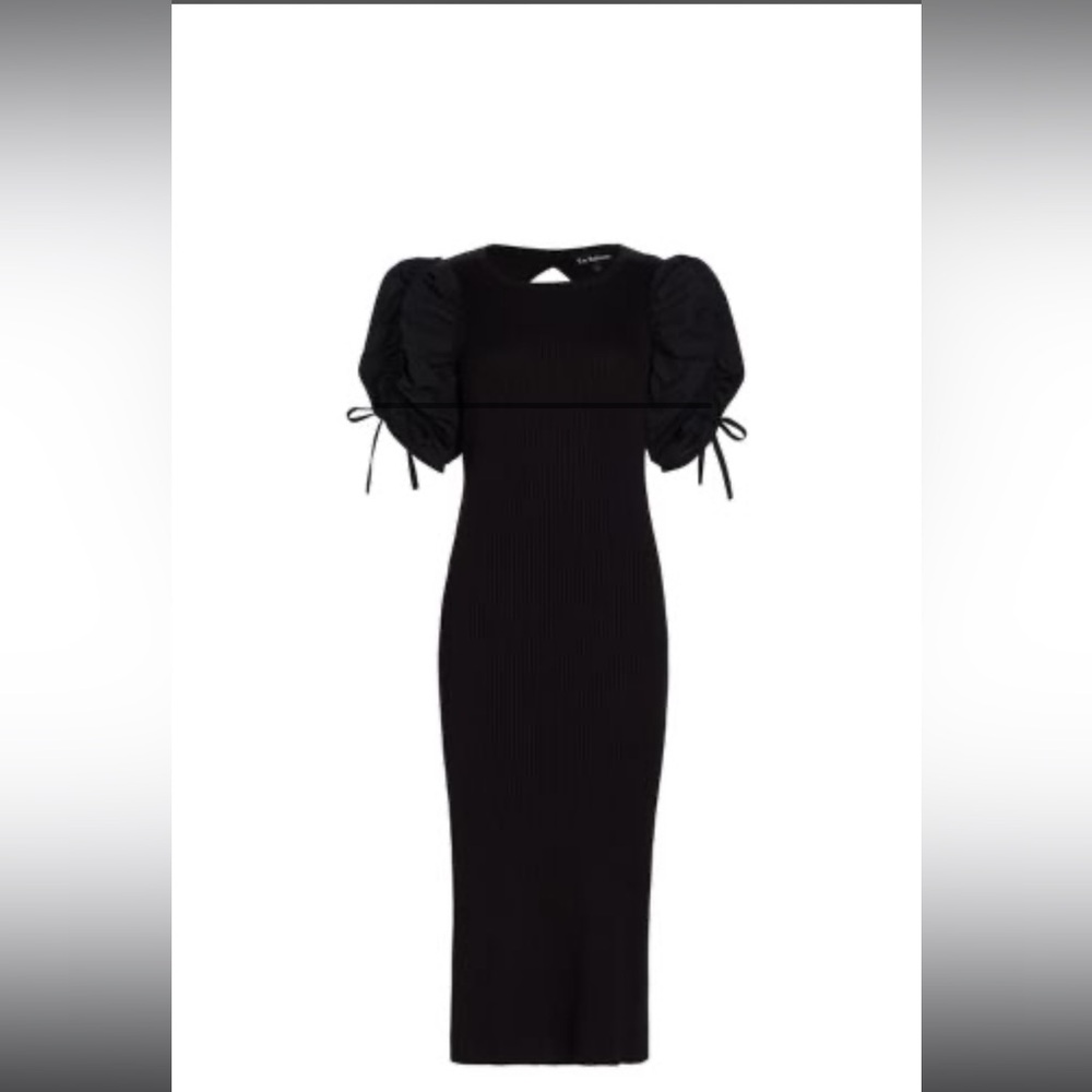 En Saison Black Puff Sleeve Sheath Dress